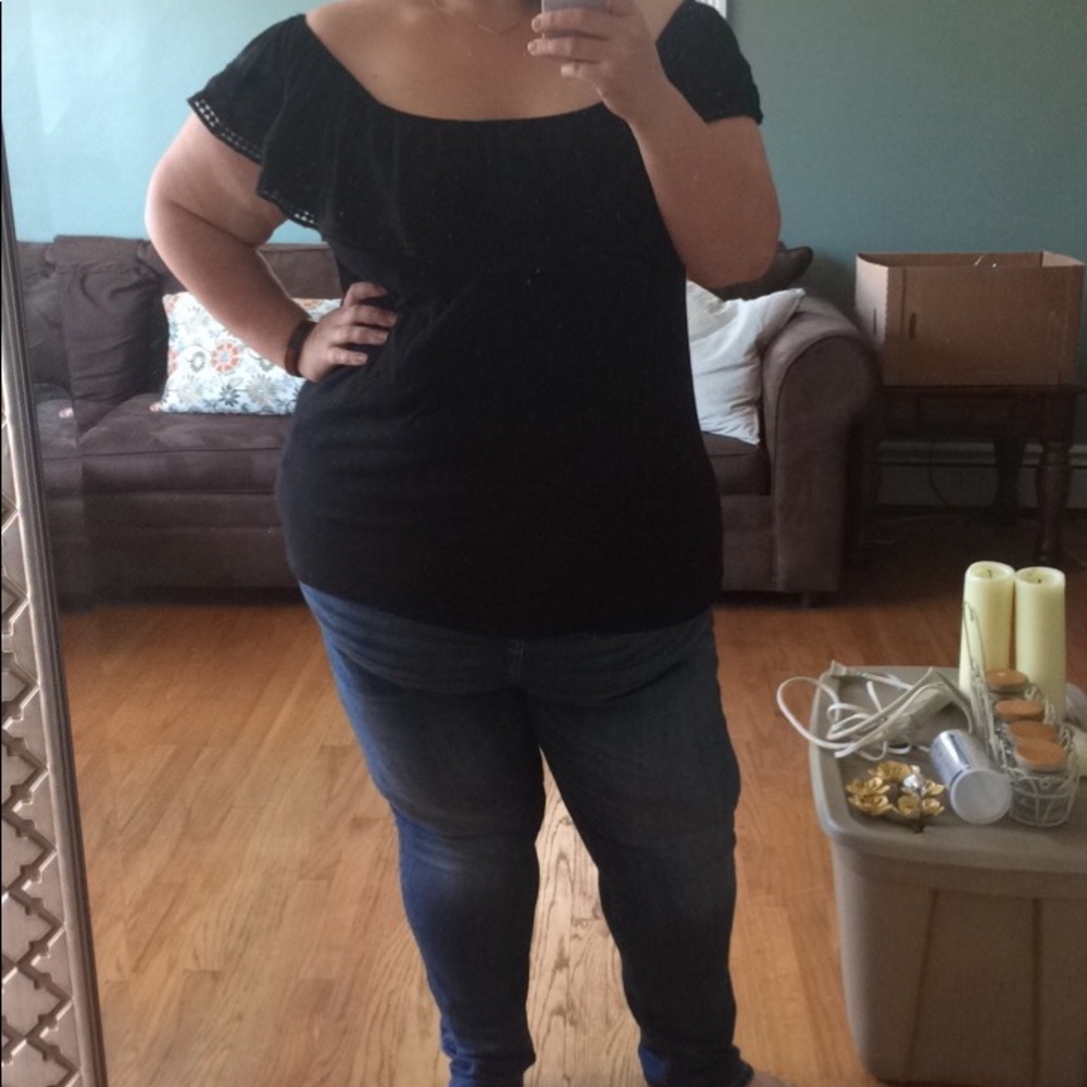 Black off the shoulder top